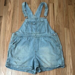 No Boundaries Light Blue Denim Short Overalls